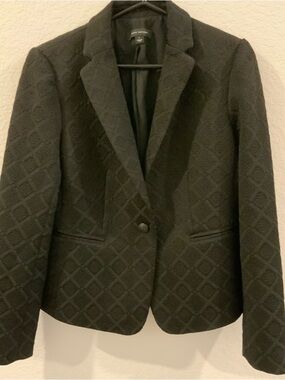 Ann Taylor Black Diamond-Texture Single-Button Blazer
